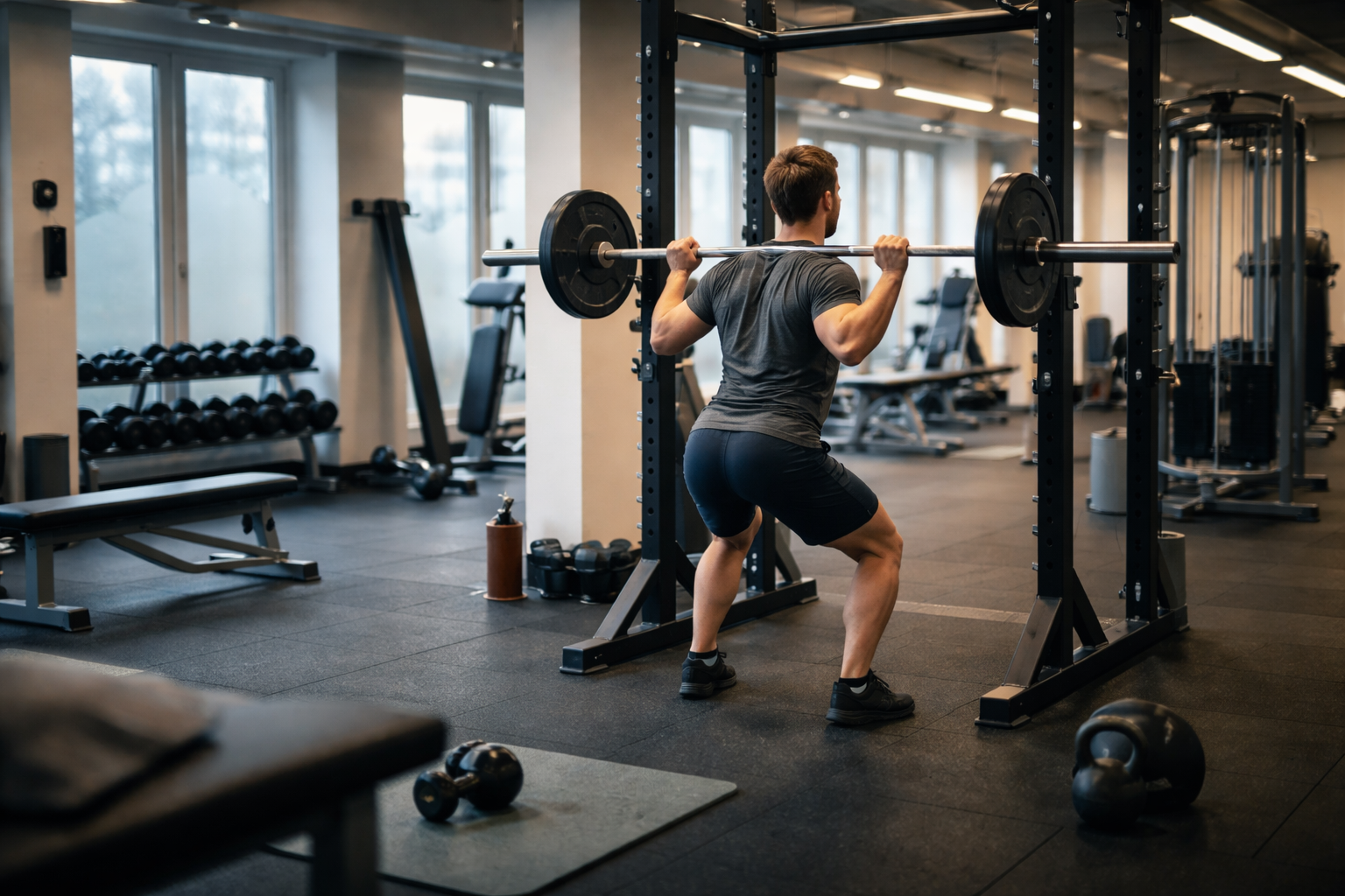 Effektiv fuldkropstræning i fitnesscenter: program på 45-60 min
